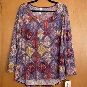 LulaRoe Size Medium Long Sleeve Tee Tribal Print